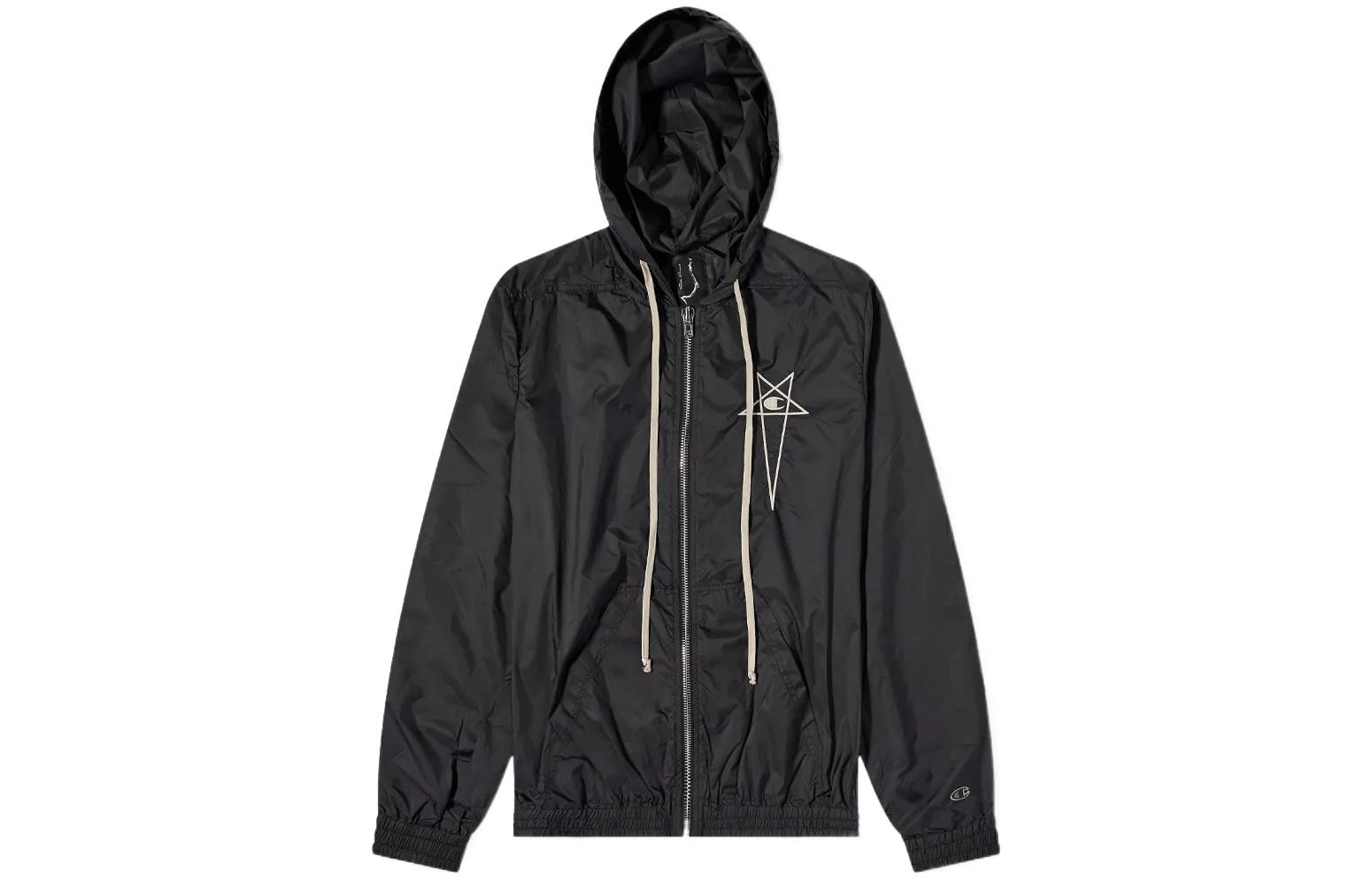 Rick Owens Champion SS22 Nylon Hooded Jacket Black CM01B7826CHNY-09