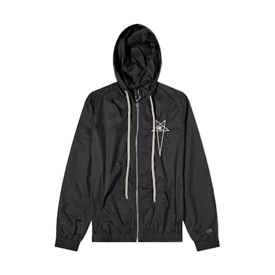 Rick Owens Champion SS22 Nylon Hooded Jacket Black CM01B7826CHNY-09