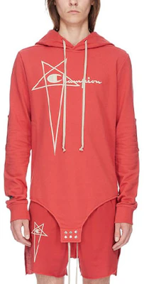 Rick Owens x Champion SS23 男款紅色條紋抽繩連身衣 CM02C9227CHFE-73 Buy Rick Owens x Champion SS23 男款紅色條紋抽繩連身衣 CM02C9227CHFE-73