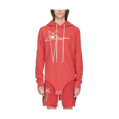 Rick Owens Champion SS23 Men’s Red Logo Striped Drawstring Jumpsuit CM02C9227CHFE-73