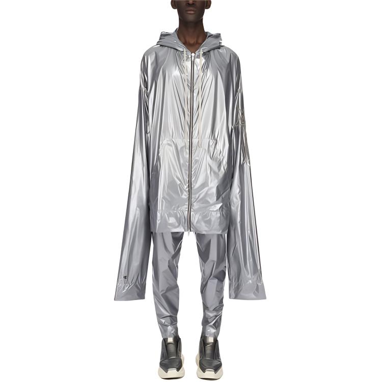 Rick Owens Champion SS24 Embroidered Loose Cape Sleeve Jacket Gunmetal CM01D0609-CHNYS-18