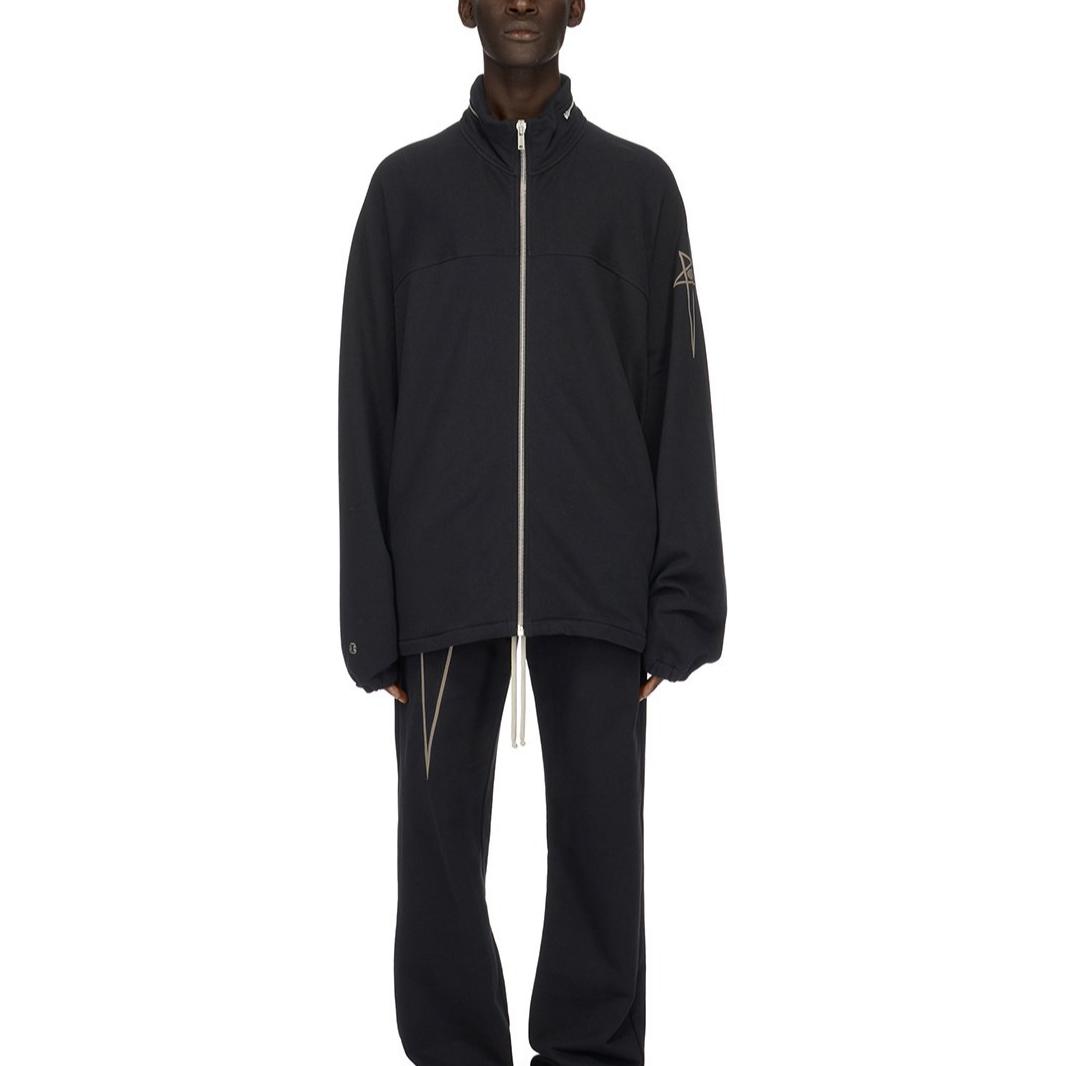 RICK OWENS x Champion SS24 Oversized Cotton Zip Trench Coat Black Men’s. CM01D0467-CHFE-09