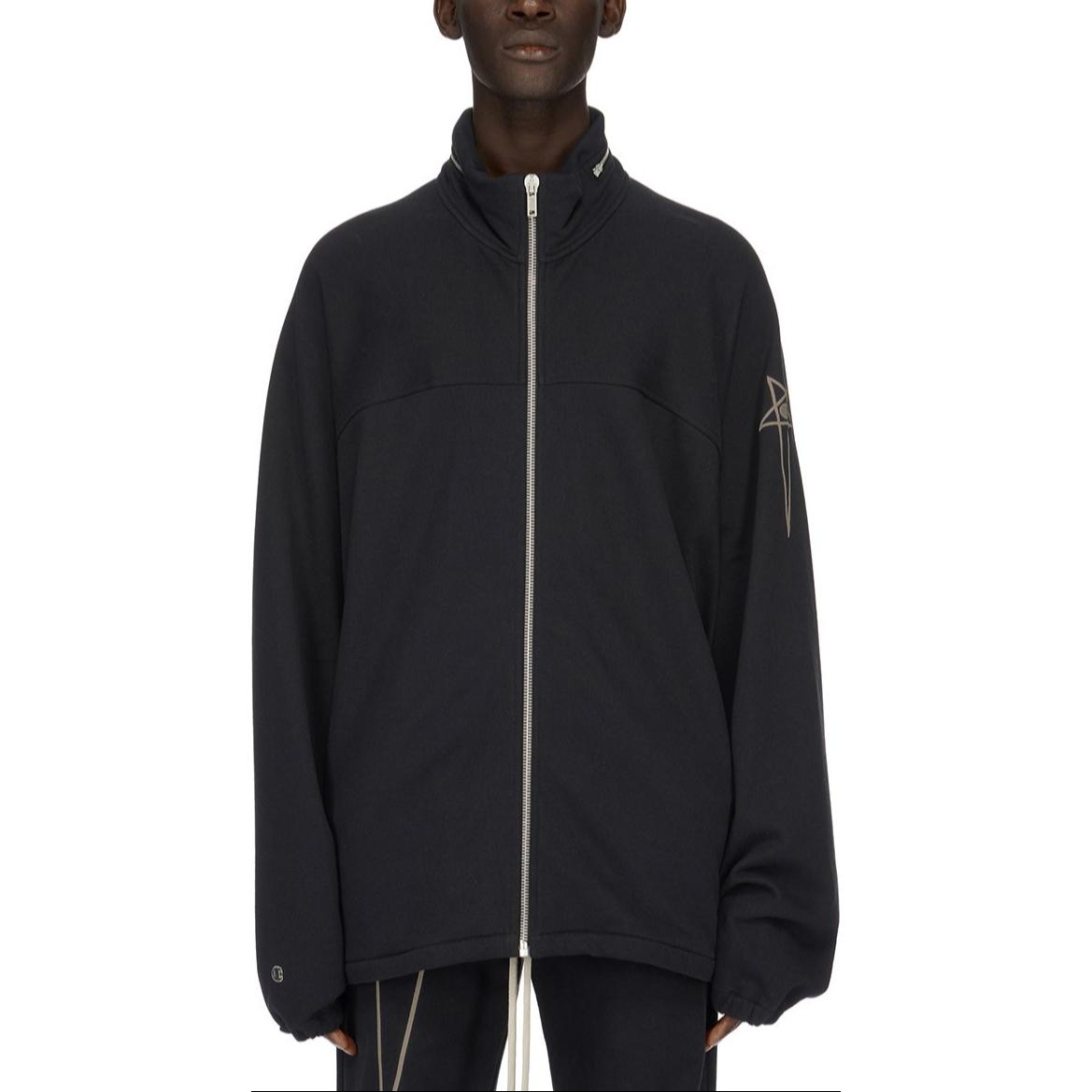 Lookbook RICK OWENS x Champion SS24 Oversized Cotton Zip Trench Coat Black Men’s. CM01D0467-CHFE-09