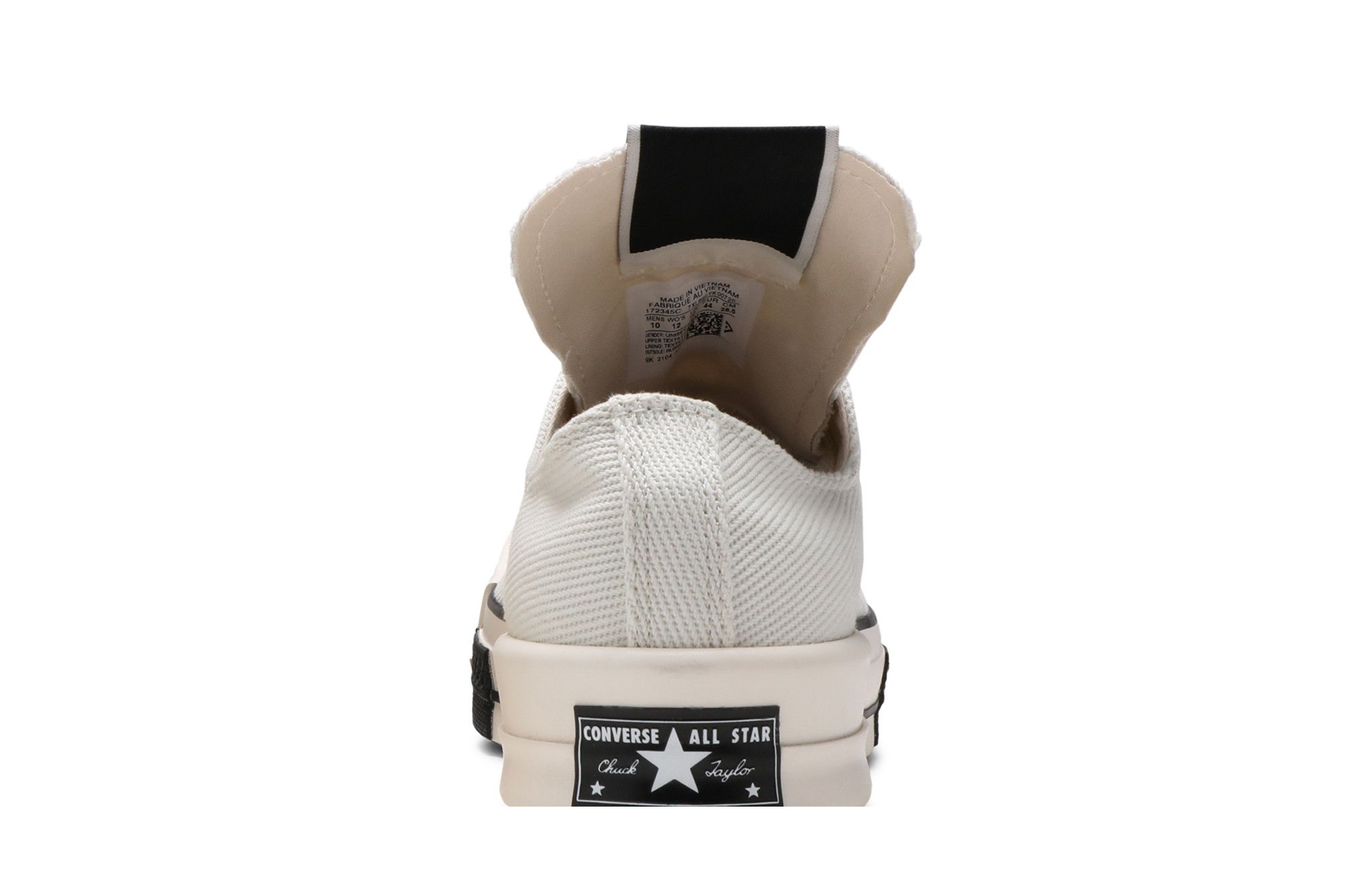 Sizing リック・オウエンス x コンバース TURBODRK チャック70ロー『リリーホワイト』 172345C