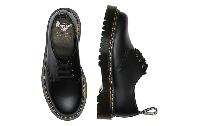 Shop Rick Owens x Dr.Martens/馬汀博士聯名款 1461 Bex DS RO 雙縫線3孔休閒平底鞋 男女同款 黑