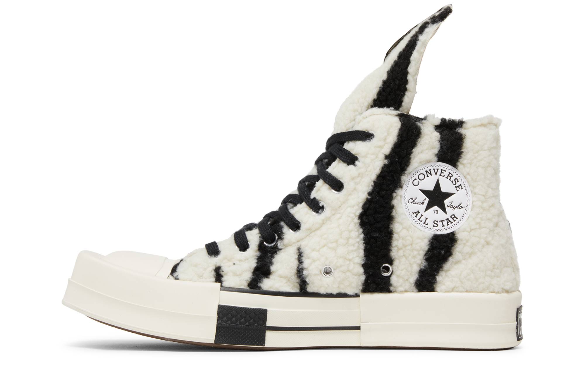Lookbook Rick Owens x DRKSHDW TURBODRK Converse Chuck 70 High 'Zebra' Hitam Putih A03943C