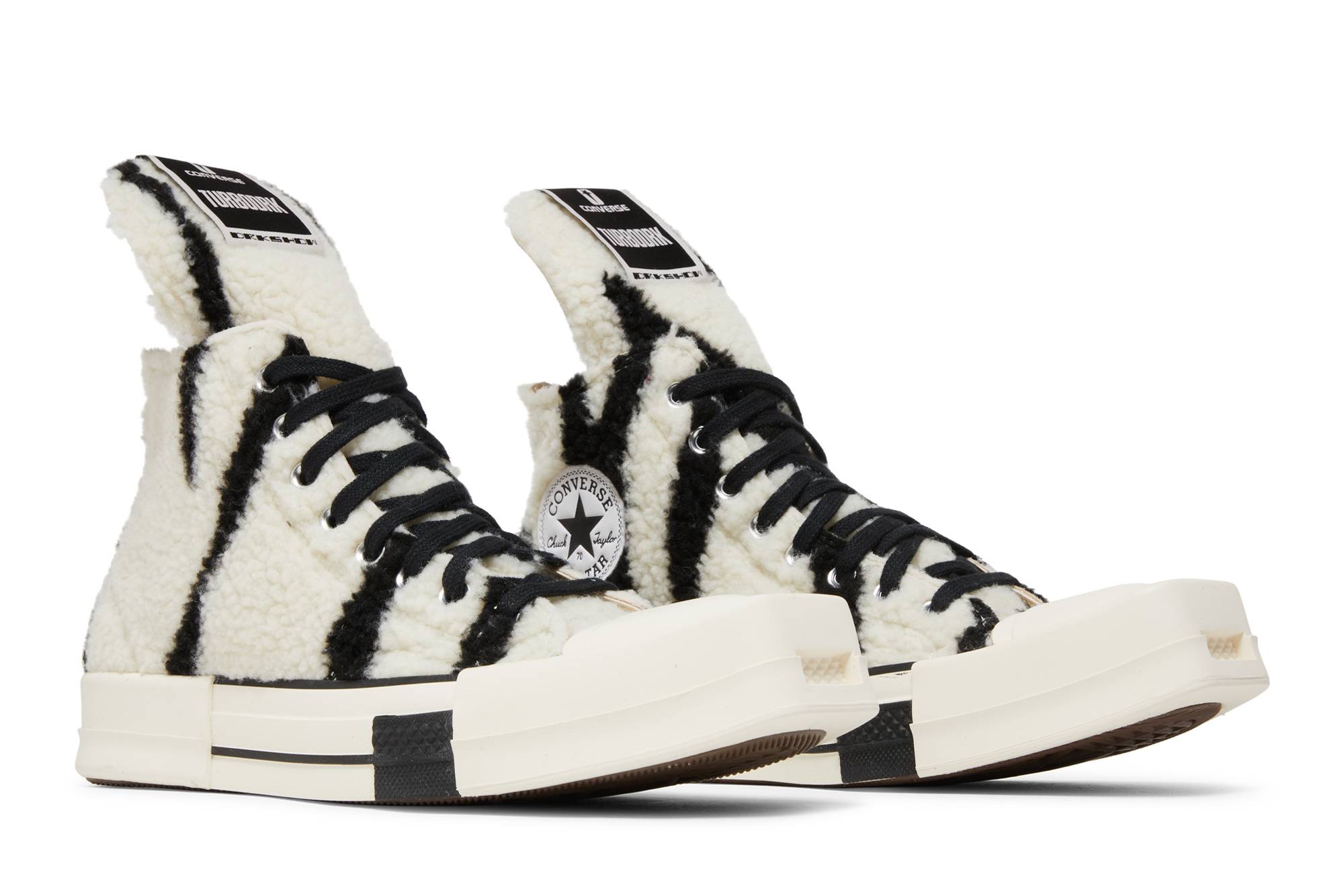 Cheap Rick Owens x DRKSHDW TURBODRK Converse Chuck 70 High 'Zebra' Hitam Putih A03943C