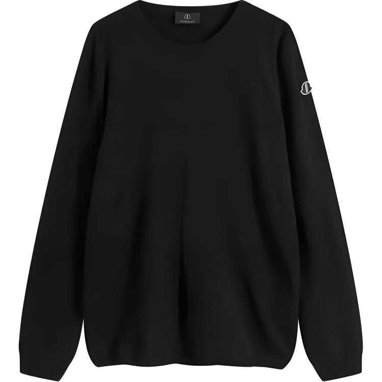 Rick Owens Moncler Black Pullover Sweatshirt - Solid Color Crewneck MU02D9C02M42819-99