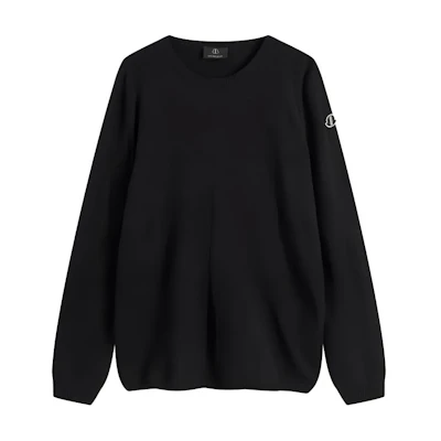 Rick Owens Moncler Black Pullover Sweatshirt - Solid Color Crewneck MU02D9C02M42819-99