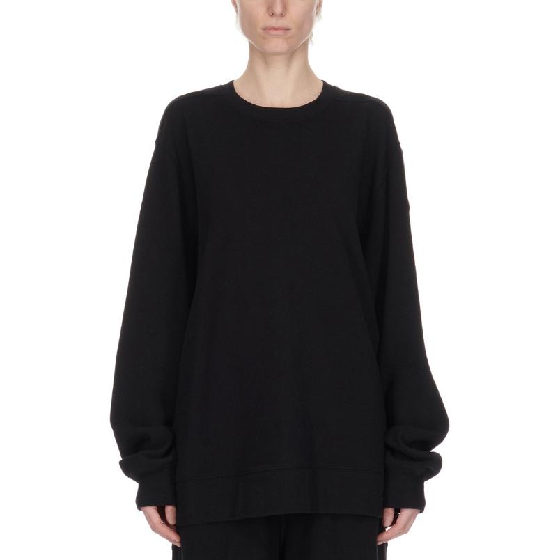 RICK OWENS Moncler Black Unisex Oversized Crewneck Sweatshirt Long Sleeve. MU02D8G01-M4435-999