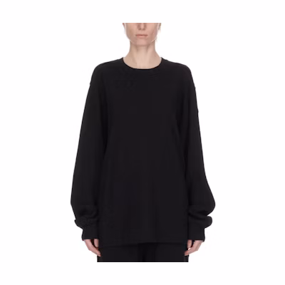 RICK OWENS Moncler Black Unisex Oversized Crewneck Sweatshirt Long Sleeve. MU02D8G01-M4435-999