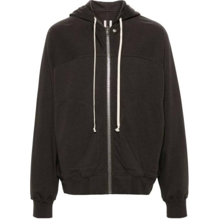 Rick Owens Zip-Up Drawstring Hoodie Jacket Grey RU02D6241BA-78