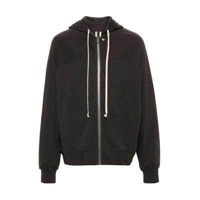 Rick Owens Zip-Up Drawstring Hoodie Jacket Grey RU02D6241BA-78