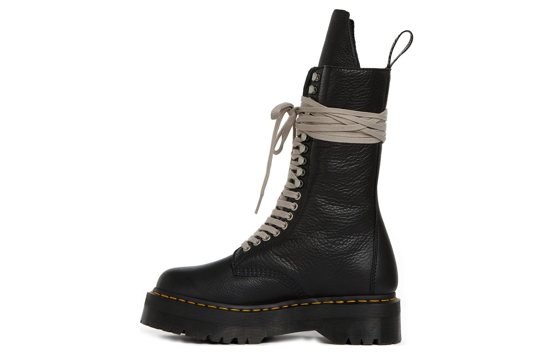 Rick Owens Dr. Martens 1918 Quad Leather Sole Calf Length Boot 'Black'