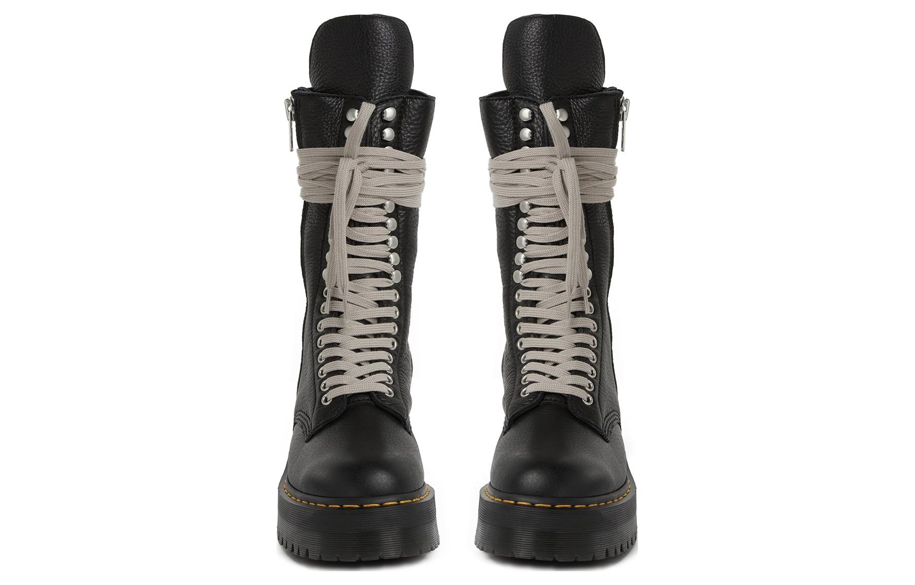 Rick Owens Dr. Martens 1918 Quad Leather Sole Calf Length Boot 'Black' 圖 2