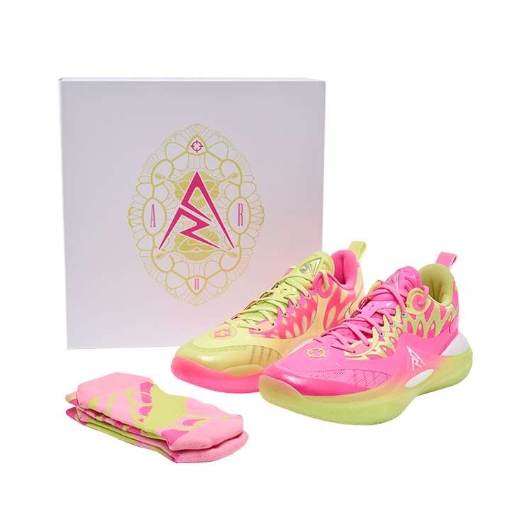 RIGORER Reeves 2 Fusion Mens Low-Top Basketball Shoes Pink Green Anti-Slip Z324460101