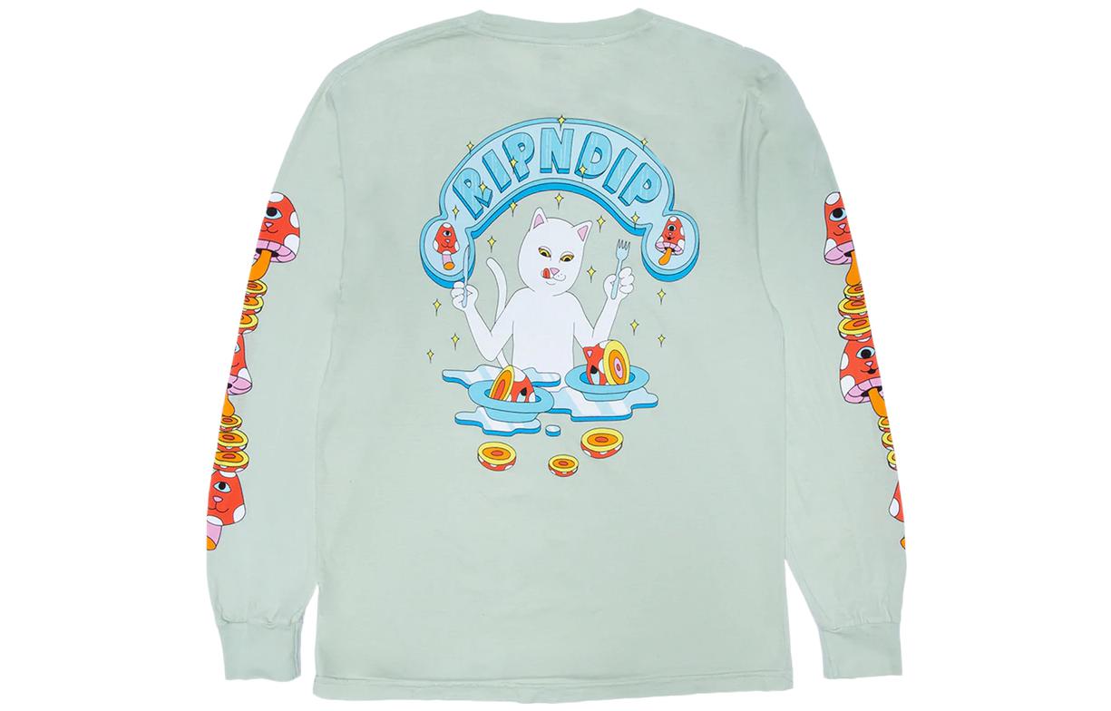 RIPNDIP After Supper Long Sleeve Sage Graphic Unisex Crewneck Sweatshirt Green RND8049