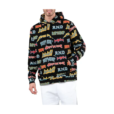 RIPNDIP All-Over Letter Print Pullover Hoodie Black - Long Sleeve RND3917