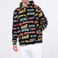 Lookbook RIPNDIP All-Over Letter Print Pullover Hoodie Black - Long Sleeve RND3917
