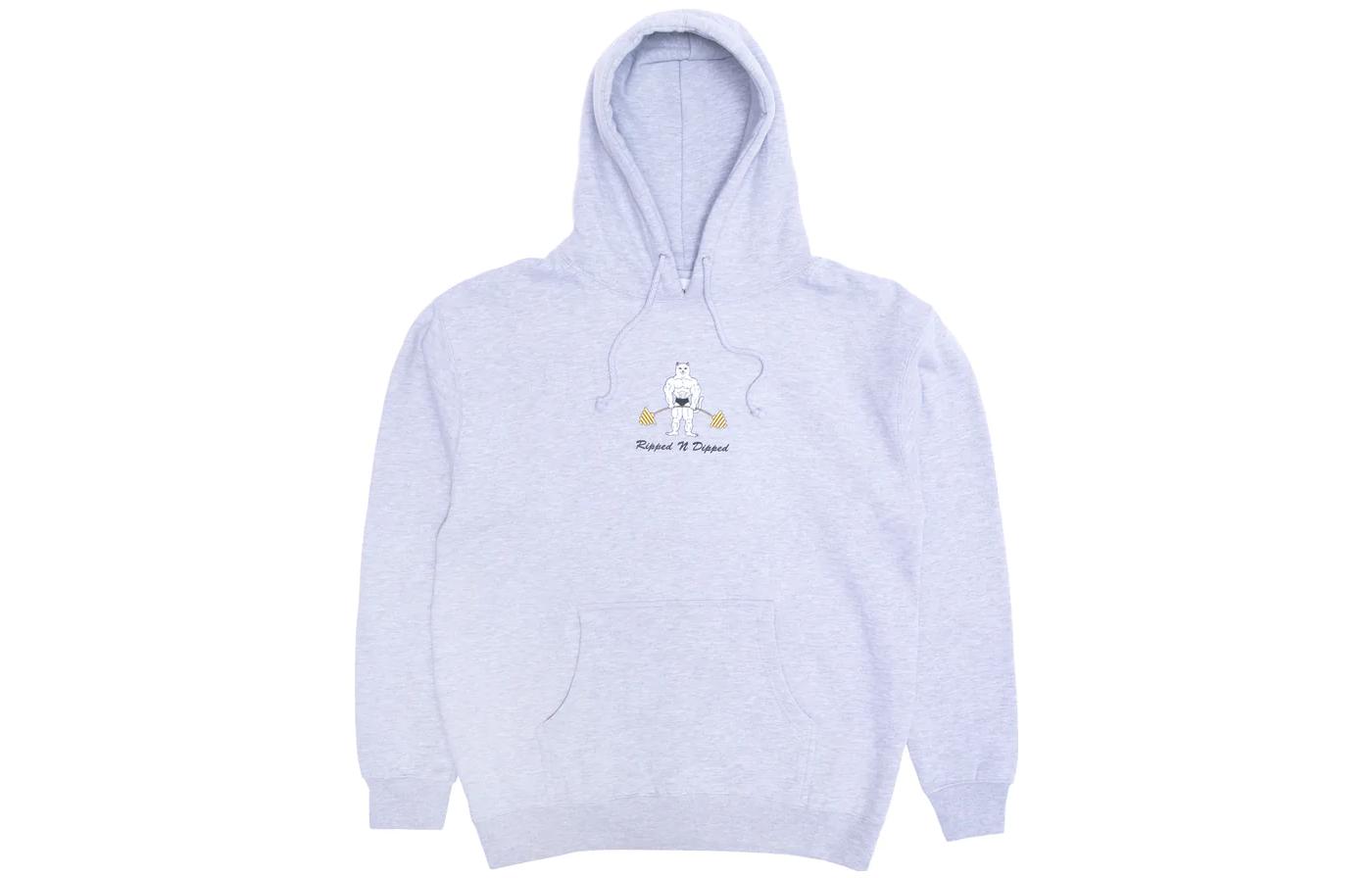 RIPNDIP Animal Cartoon Print Kangaroo Pocket Gray Long Sleeve Hoodie Men RNDWORKOUT9