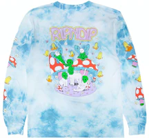 RIPNDIP Best Wishes Light Blue Lightning Wash Tie-Dye Logo Long Sleeve Unisex RND8048 RIPNDIP Best Wishes Light Blue Lightning Wash Tie-Dye Logo Long Sleeve Unisex RND8048
