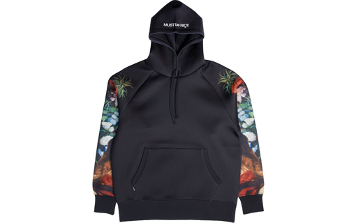 RIPNDIP Black Casual Unisex Hoodie with Delicate Print BOUQUET HOODIE