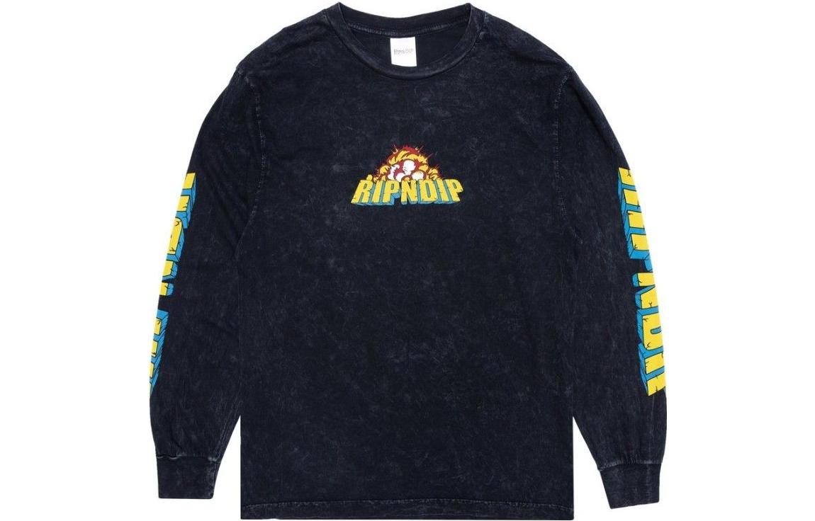 RIPNDIP Black Crewneck Pullover Sweatshirt with Cartoon Back Design RND4955