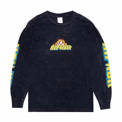 RIPNDIP Black Crewneck Pullover Sweatshirt with Cartoon Back Design RND4955