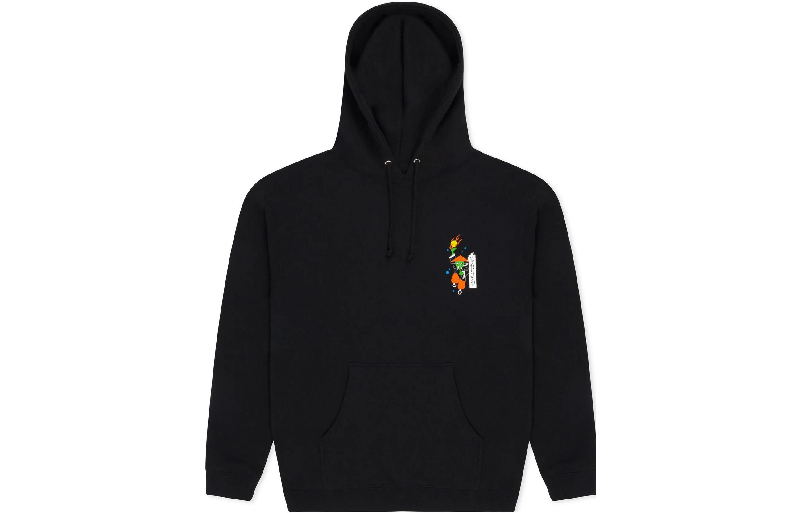RIPNDIP Black Hoodie with Cartoon Animal Graphic Print RND10220