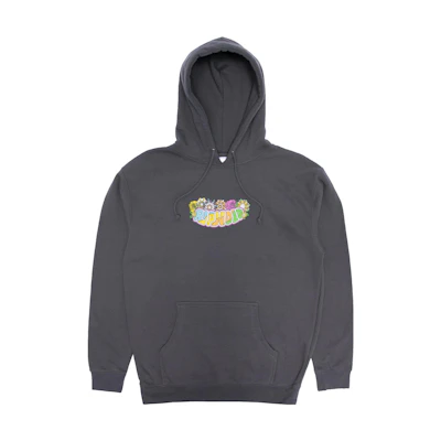 RIPNDIP Black Hoodie with Floral Print and Cat Design for Men RND9544