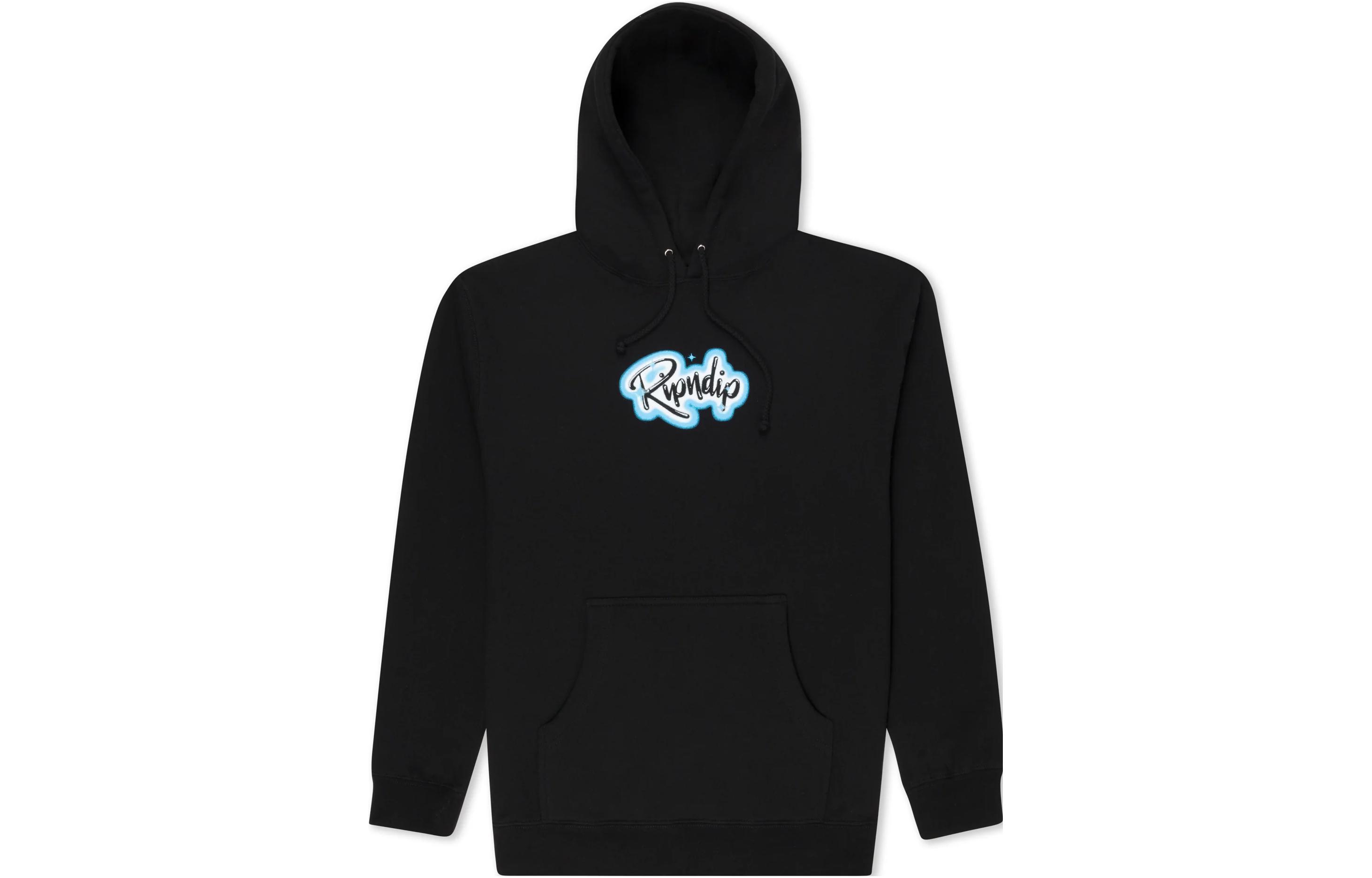 RIPNDIP Black Hoodie with Letter Print Loose Fit Sweatshirt RNDHOL23149