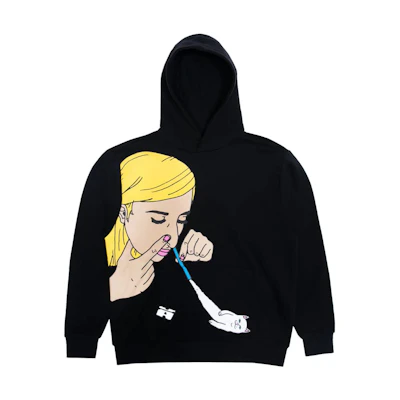 RIPNDIP Black Hoodie with Solid Color Graphic and Letter Print for Men RNDSUM223