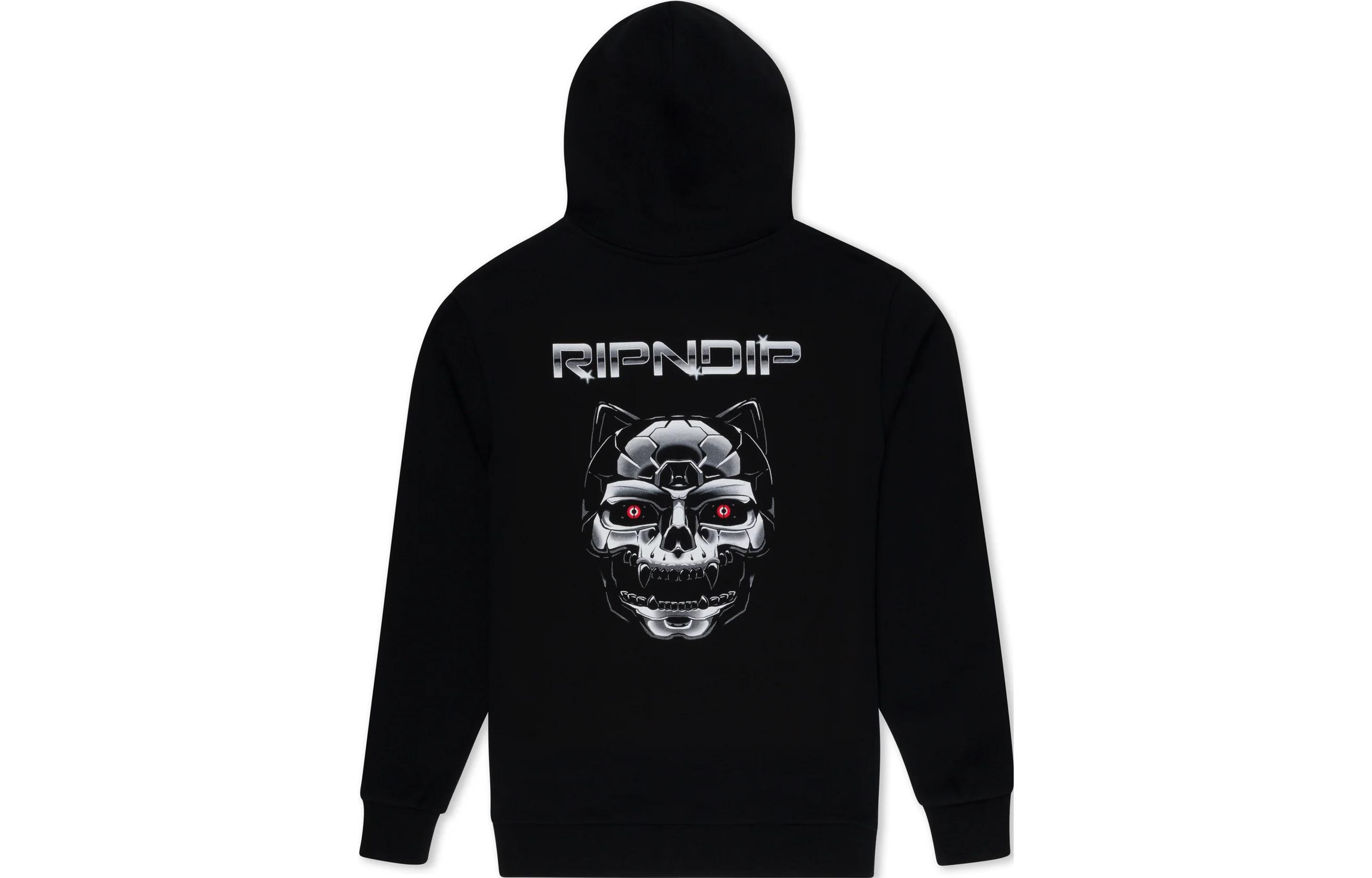 RIPNDIP Black Oversized Hoodie with Graphic Letter Print for Men RND10081