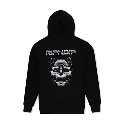 RIPNDIP Black Oversized Hoodie with Graphic Letter Print for Men RND10081