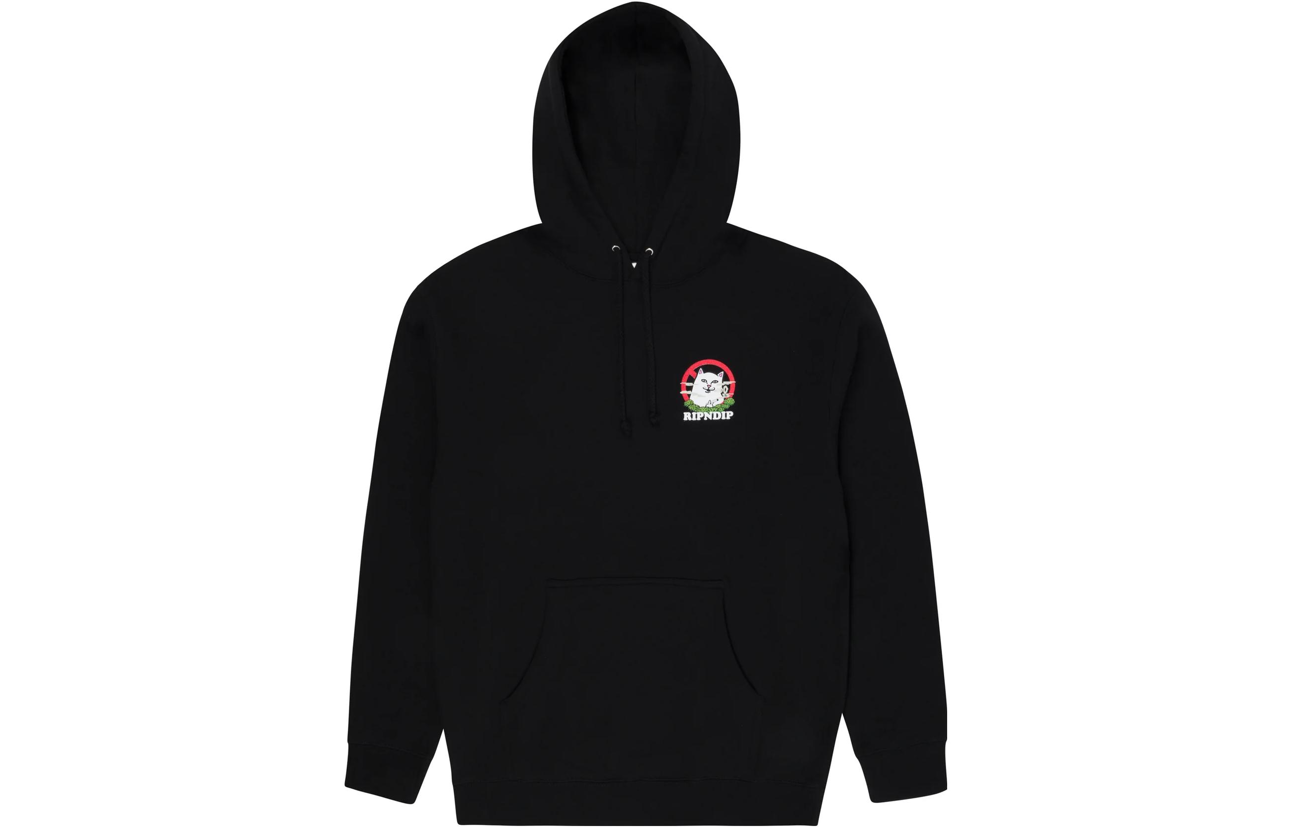 RIPNDIP Black Solid Color Graphic Print Hoodie RND420235