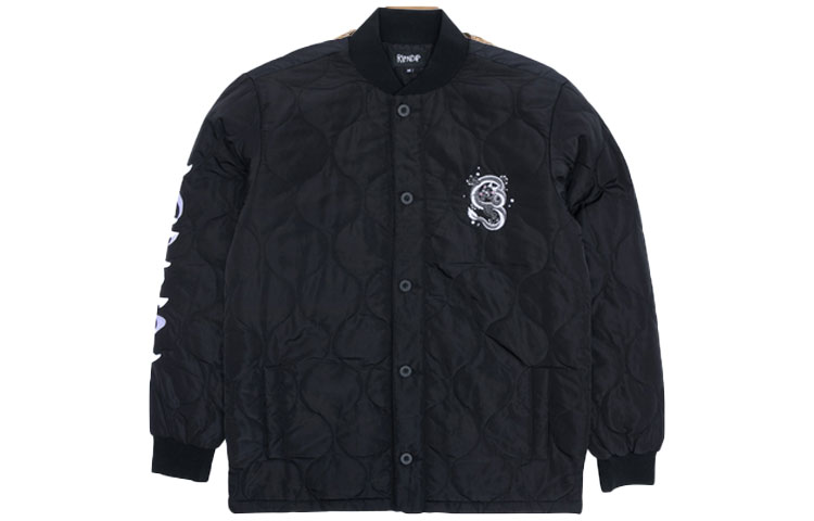 RIPNDIP Black Solid Print Button-Up Jacket for Men RND9505