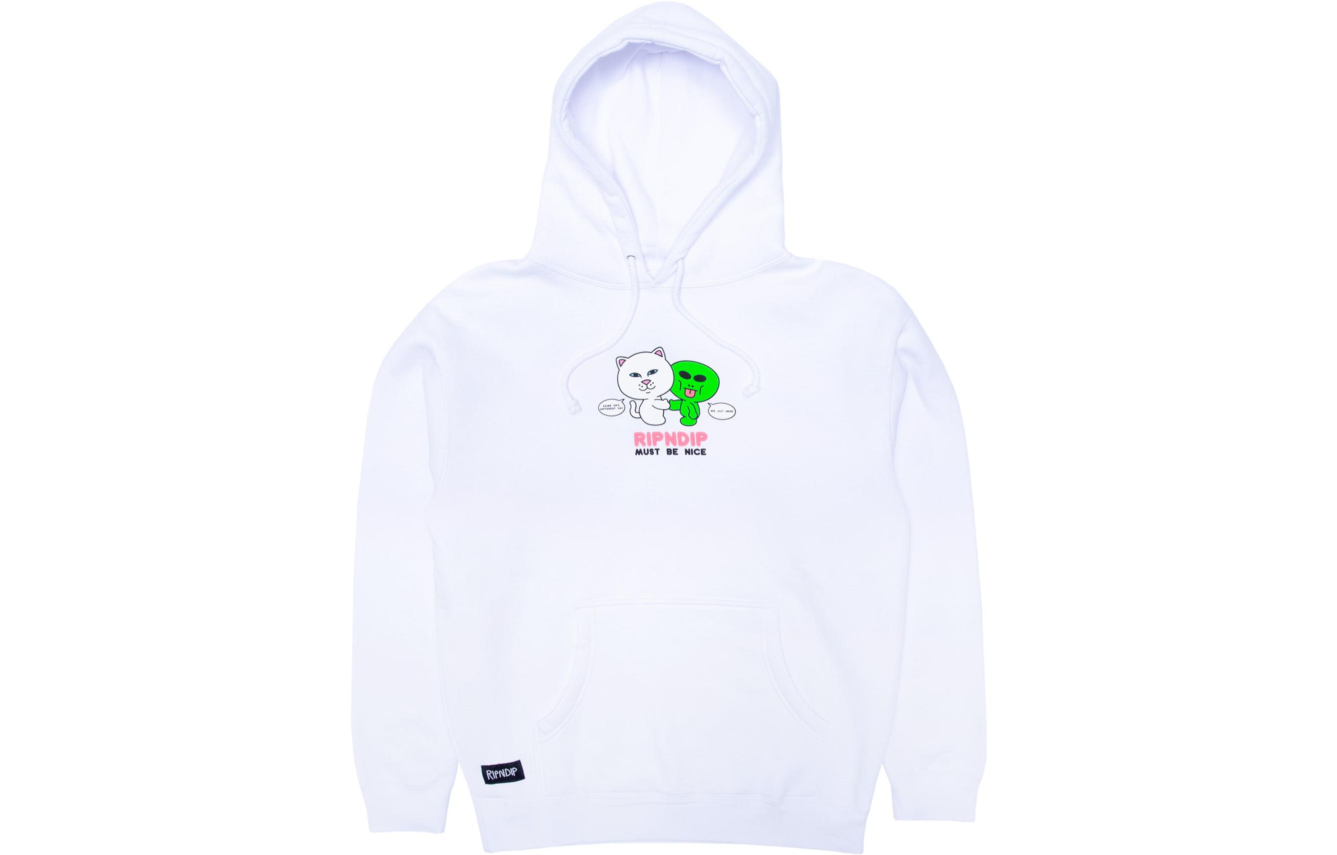 RIPNDIP Buddy System Hoodie White Casual Cartoon Logo Print Sweatshirt RND7042