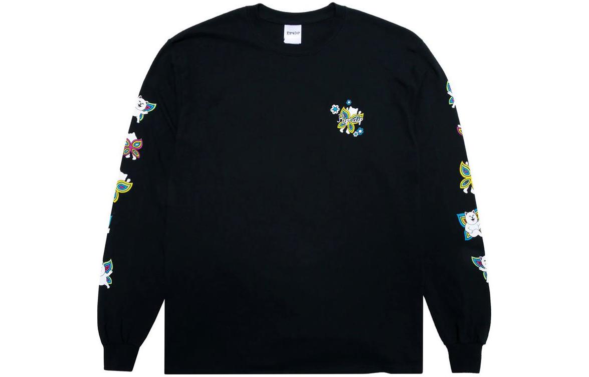 RIPNDIP Cartoon Print Pullover Long Sleeve Sweatshirt Black RND9045