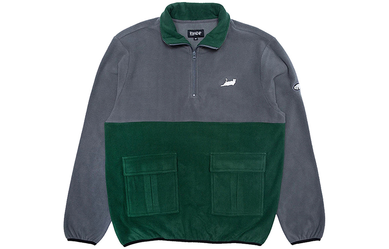 RIPNDIP Castanza Split Sweater Fleece Jacket Gray-Green Unisex Winter Wear RND4500