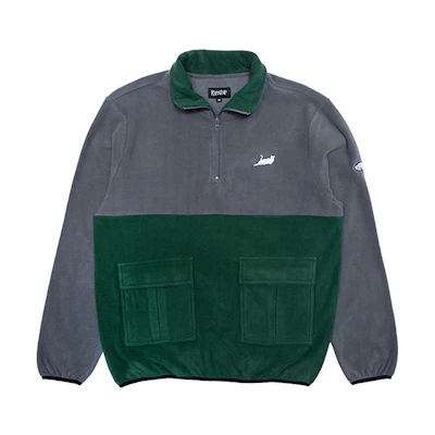RIPNDIP Castanza Split Sweater Fleece Jacket Gray-Green Unisex Winter Wear RND4500