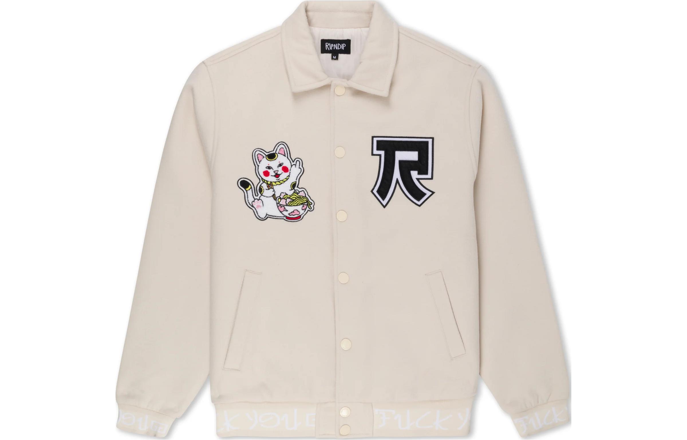 RIPNDIP Casual Letter Patch Long Sleeve Jacket Unisex Off-White RND10191