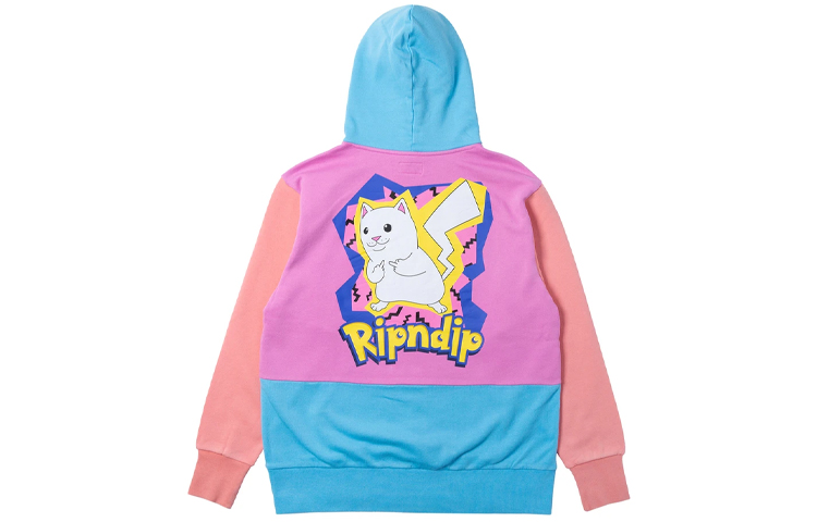Lookbook Sudadera RIPNDIP Catch Em All Pikachu Colorblock Unisex con Gráficos de Dibujos. RNDLMS2019122511