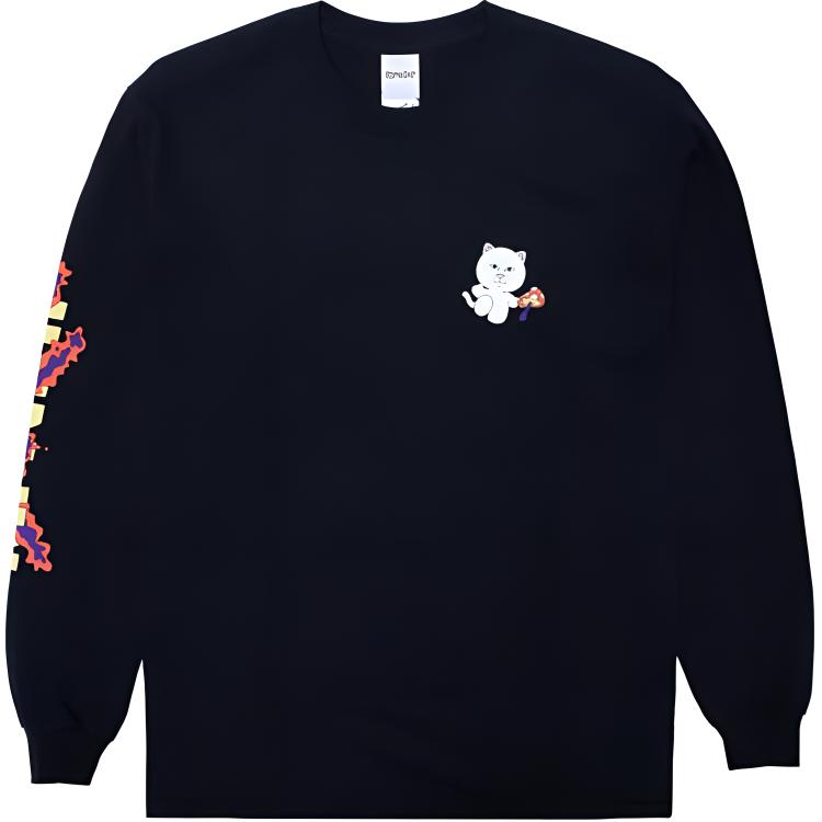 RIPNDIP Day Tripper Black Cat Graphic Long Sleeve Sweatshirt Unisex RND-SS21-028