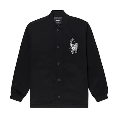 RIPNDIP Embroidered Button-Up Bomber Jacket Black RND10190M