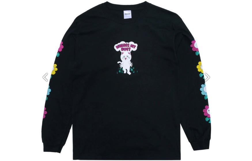 RIPNDIP Floral Cat Graphic Crewneck Sweatshirt Black RND9046