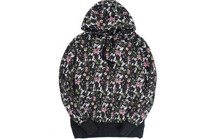 RIPNDIP Floral Print Pullover Hoodie Unisex Black RIP-FW18-023-01