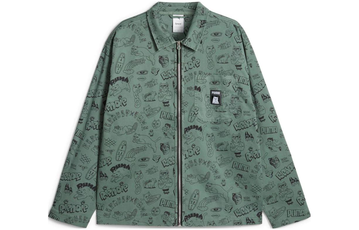 RIPNDIP Full Print Zip-Up Long Sleeve Jacket Green 62219644