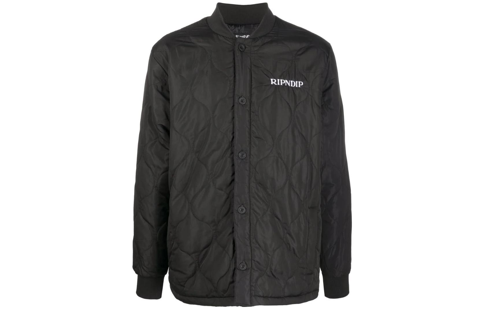 RIPNDIP FW22 Brown Logo Print Button-Up Hoodie Jacket Mens RND7005BLACK