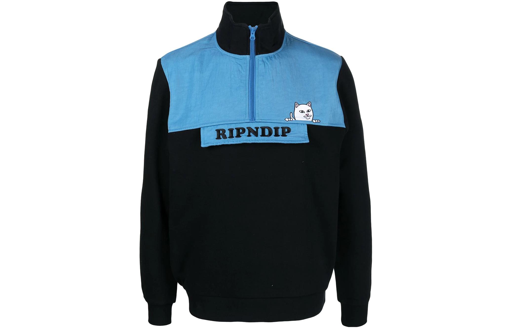 RIPNDIP FW22 Colorblock Half-Zip Jacket Black/Blue RND7002