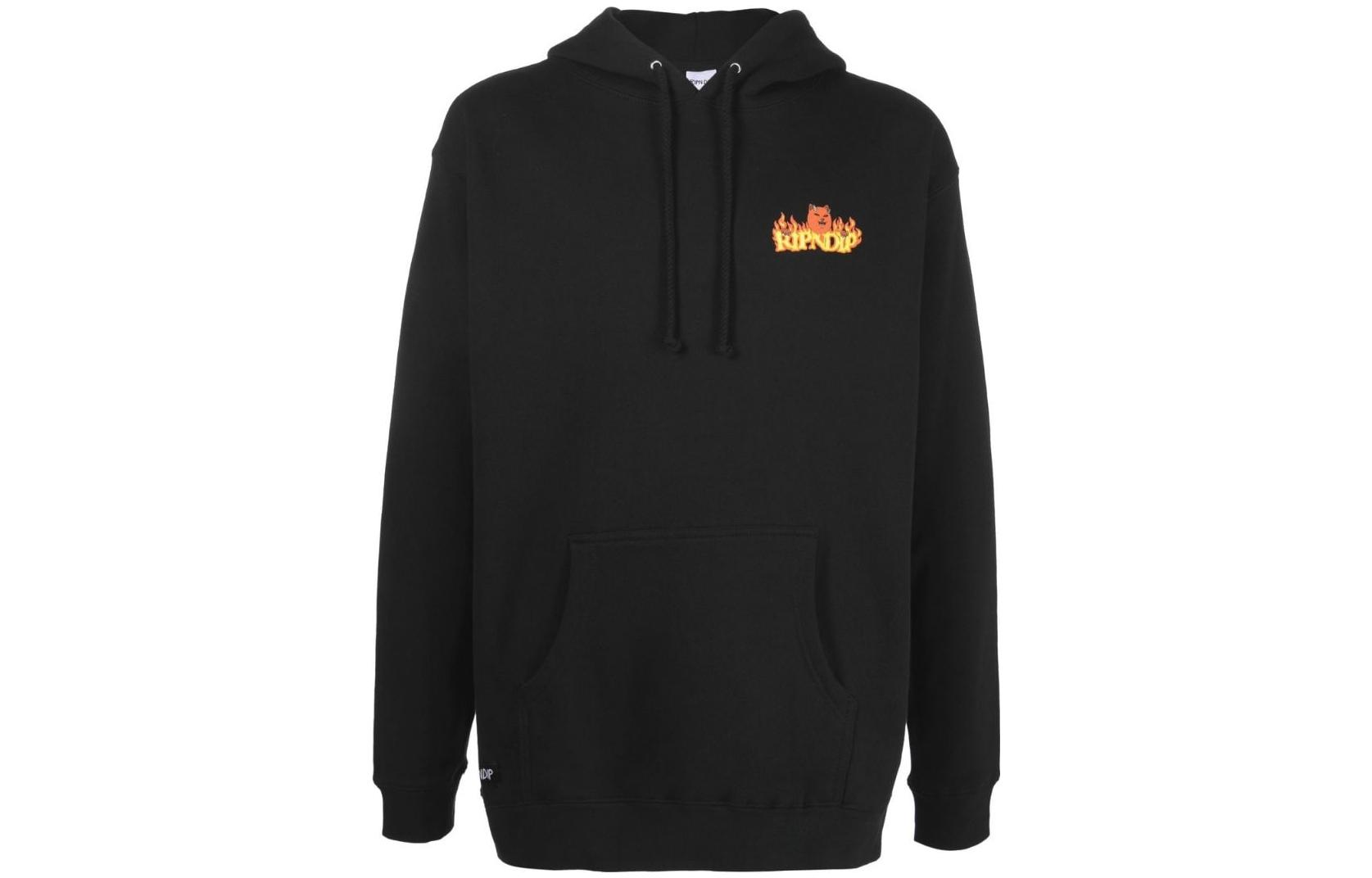 RIPNDIP FW22 Flame Print Black Hoodie Long Sleeve Sweater RND9336BLACK